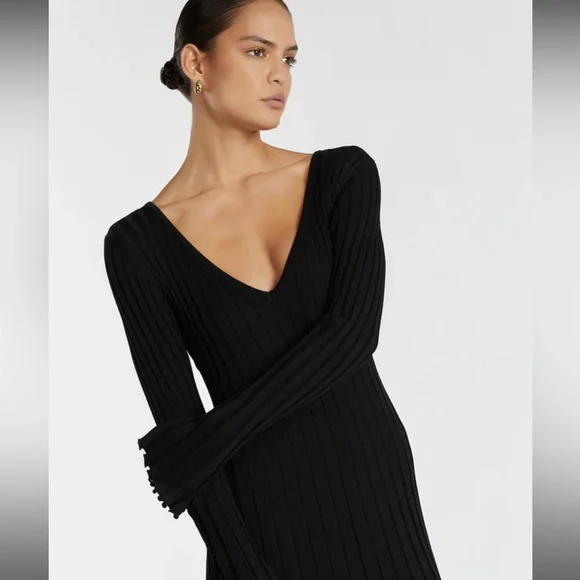 DISSH Reign sleeved knit midi dress, black, S - Picture 2 of 6